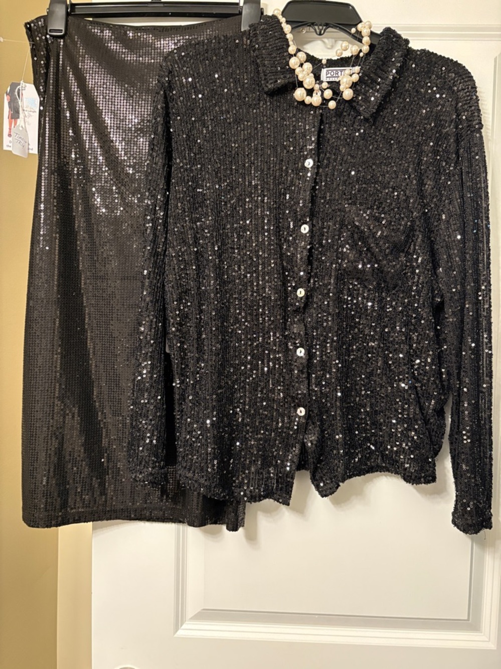 Black Sequin Pencil Skirt